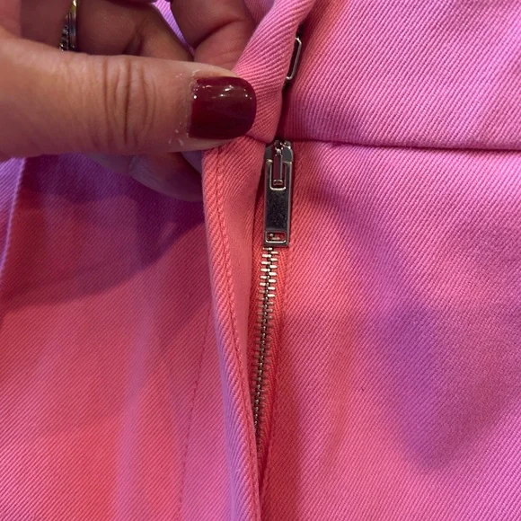 NWT Derek Lam CROPPED PINTUCKED STRETCH-COTTON TWILL FLARED PANTS IN PINK
